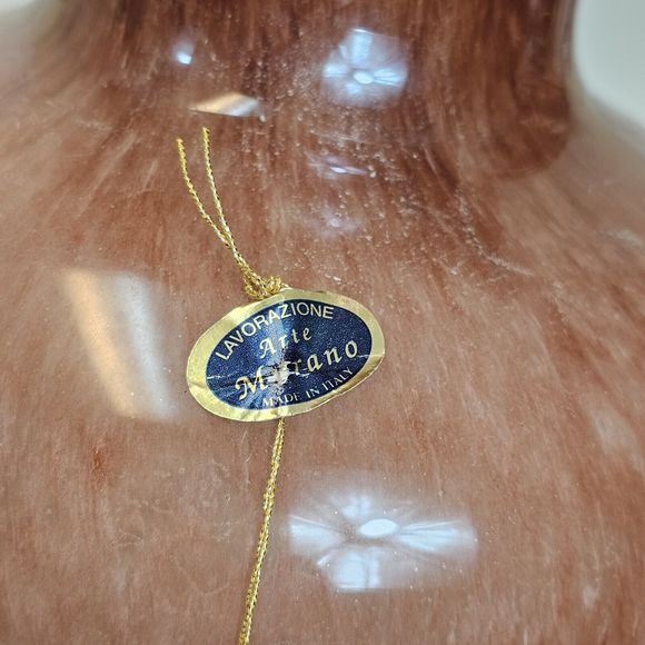 Murano Glass Flower Vase Deep Pink Swirl Gloss Italy Traditional Cristalvi 8x14" - Picture 13 of 16